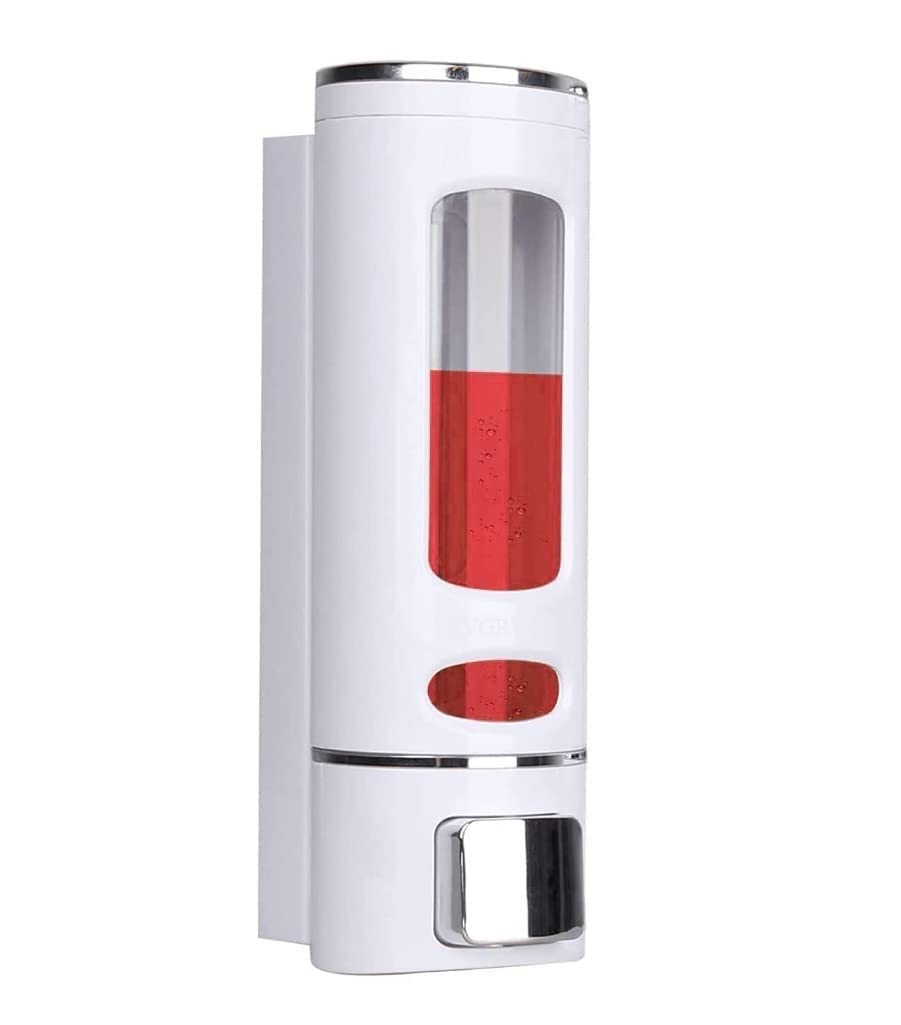 EVGREF Dispensador de jabón líquido para montar en la pared (400 ml, blanco) (paquete de 4)