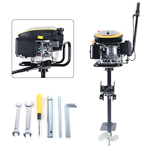 Bjtdllx Outboard Motor, 225Cc 4 Stroke 9Hp Outboard Motor Propeller Boat Engine For Fishing, 360 Degree Steering Rotation Heavy Duty Single Cylinder Air-Cooled Gas Powered Boat Engine #TOP3
