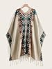 BEAUDRM Women's Graphic Fringe Shawl Tassel Poncho... #1
