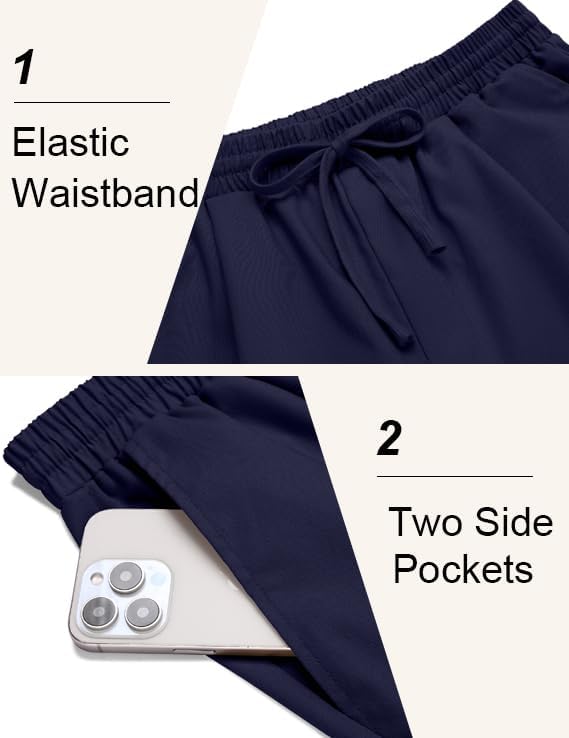 COOFANDY Men's Linen Casual Lightweight Pants Elastic Waist Drawstring Beach Pants with Pockets - Image 2