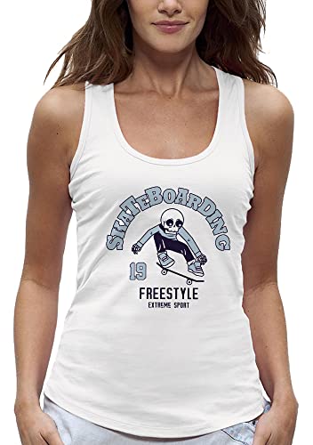 Débardeur skateboarding freestyle squelette femme pour look streetwear et skatepark