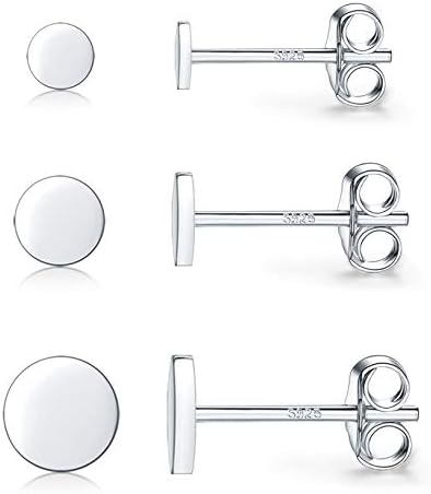 925 Sterling Silver Dot Stud Earrings Gold 2/3/4/5mm Small Simple Round Disc Stud Earrings Set Tiny Flat Circle Hypoallergenic Cartilage Tragus Piercing Earrings Gifts for Women Men Girls