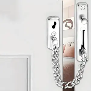 Boniry Premium Door Latch, Door Chain Lock for Main Door - Ideal for Bedroom, Bathroom, Sliding Doors, Safety and Portable Use - Includes 360 Degree Eye Viewer (Silver)