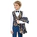 ISYBLO Boy's Suit 3 Pieces Fashion Jacquard Slim Fit Kids Tuxedo with Jacket Vest Pants for Wedding Dinner Birthday Party A-Navy