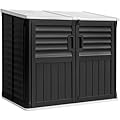 Devoko Resin Outdoor Storage Shed, 34 Cu Ft Outdoor Storage Cabinet Without Shelf, Waterproof, Double Locks, Resin Storage for Trash Can, Garden Tools, Pool Supplies (Black)