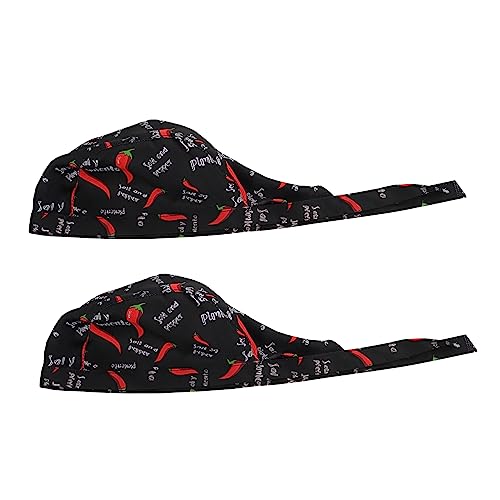 SHERCHPRY 2 unids sombrero de chef bandana sombrero de cocina cinta corbata sombrero Scrub gorras catering calavera sombrero sombrero hombres sombreros Scrub, Rojo -, 18 Years