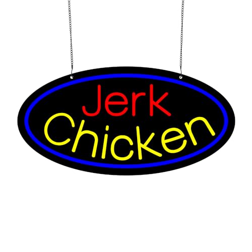 LED Jerk Chicken Neon Sign 24"x12" for Caribbean Restaurant