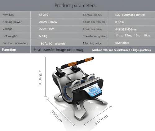 Prensa de tazas sublimación doble estación 110V 280W miniatura 2