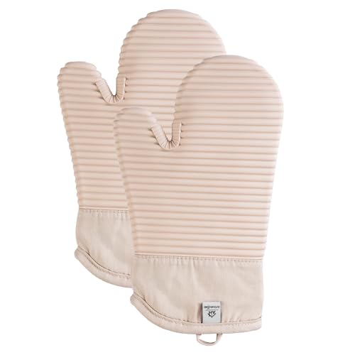 Milkshake Oven Mitts - Pair Of Silicone Oven Gloves UK - Heat Resistant Oven Mitts Kitchen Accessory.