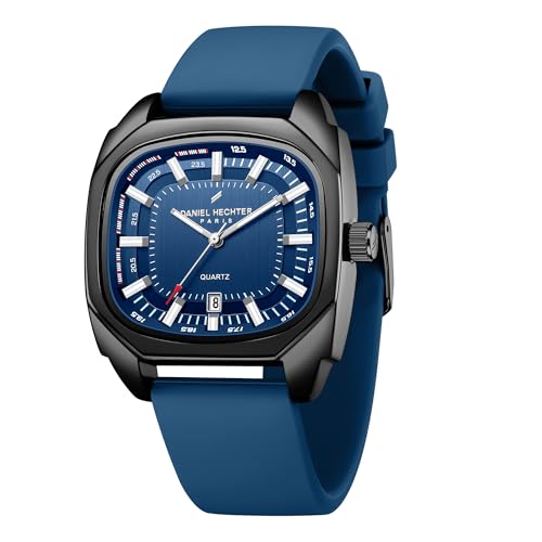 Image of Daniel Hechter Paris Marie Collection Analog Watch for Men with Square Dial, Date Display, Quartz Movement & Silicone Strap