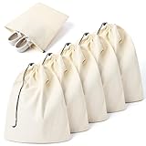 6 Pack Shoe Bags for Travel, Cotton Drawstring Bags, 17.7' x 13.8' Cotton Shoes Pouch with Drawstring Closure, Dustproof Muslin Shoe Bag with Drawstrings for Shoes, Purses, Handbag (Beige)