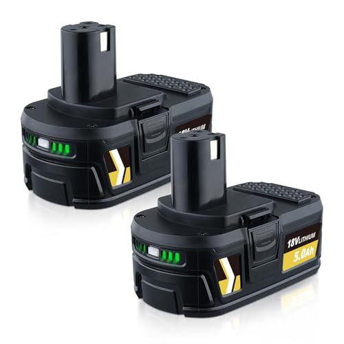 ZEERISA 5.0Ah Li-ion 18V Battery Replacement for Ryobi Battery Compatible with RB18L40 RB18L50 RB18L25 RB18L13 P108 P107 P122 P104 P105 P102 P103 Compatible cordless power tools 2PACK