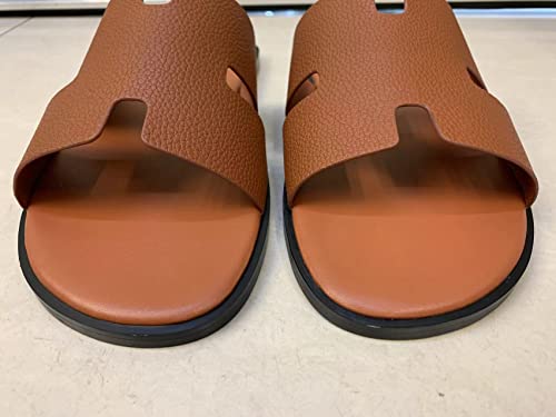 Image of Mengchengying Mens Casual Comfortable Lightweight Fashion Genuine Leather Slip Slide Indoor and Outdoor Open Sandal Anti Slip Cushion Support