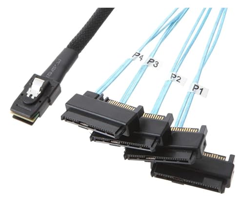 Cable SFF-8087 a 4 SFF-8482 con alimentación SATA de 0.5M miniatura 3
