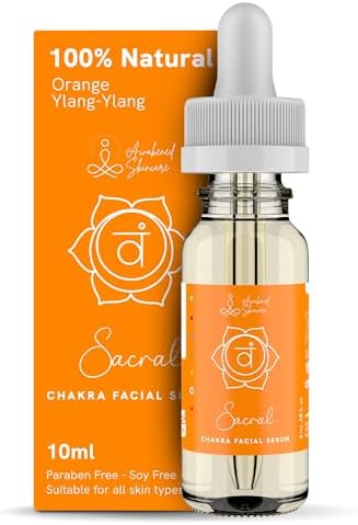 Sacral Chakra Facial Serum Essential Oil Blend, Natural & Organic Moisturizing Serum for Face with Sunflower, Argan, Apricot, Rosemary, Lavender Oils for Spiritual Journey, Peace, Deeper Connection