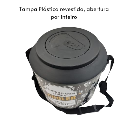 Cooler Térmico Lata de Cerveja Caixa Redondo para 30 Latas Grande Black Adesivado 21 Litros pra Fest