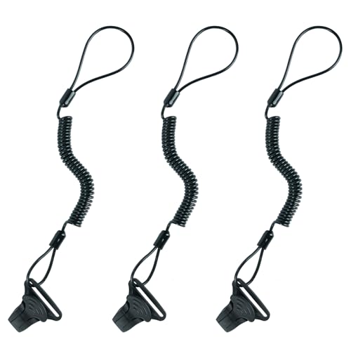Image of MELOTOUGH Coiled Lanyard,Hard Hat Lanyard w /Clamp End,No Snag Design for Hard Hat,Tools,Small Valuables,Load Cap 2lbs,3Pcs
