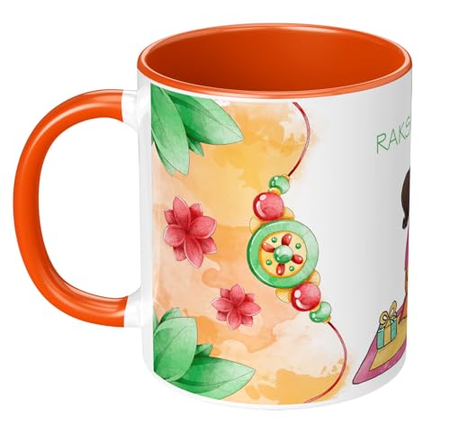 Image of Rakhi for Brother Printed Mug with Keychain Best Rakhi Combo Gift for Brother & Sister Rakshabandhan Return Gifts for Sister White 350ml Coffee Mug(Pack of 5)(Combo Set)(RMCKRCG612)
