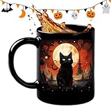 Generico Kaffee-Katze Schwarze Keramik | Halloween Gruselige Jahreszeit für Haustiere, für Arbeit Saft Freunde Erwachsene Milch Bier Männer Frauen