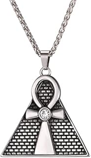 U7 Key to Life, Ankh Cross Pendant Necklace for Men Women, Gold/Black/Rose Gold/Blue Plated, Stainless Steel Vintage Egyptian Amulet Jewellery