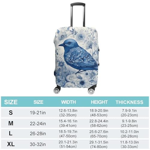 Bluebird And Flowers Luggage Cover, Washable Elastic Suitcase Cover Protector Fit 18-32 Inch Luggage2