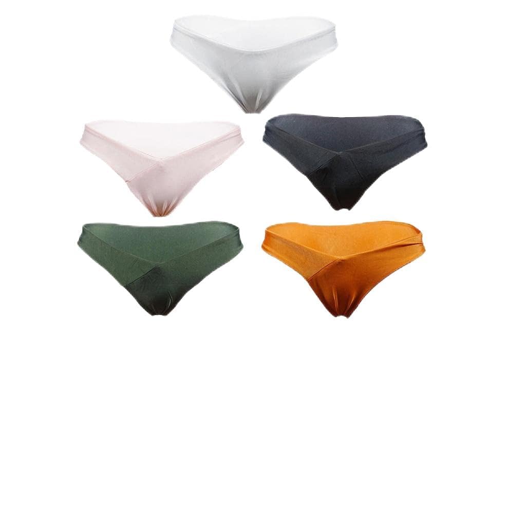 Womens Low-Rise Thong T-Back Pearls Bottom G-String Underwear Dark Orange M-image-41