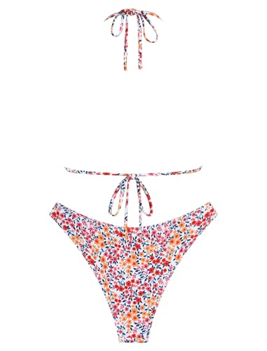 Image of ZAFUL Womens Halter Bikini Sets Triangle Bikinis High Cut Swimsuits 2 Piece Bathing Suits Sexy Swimwear