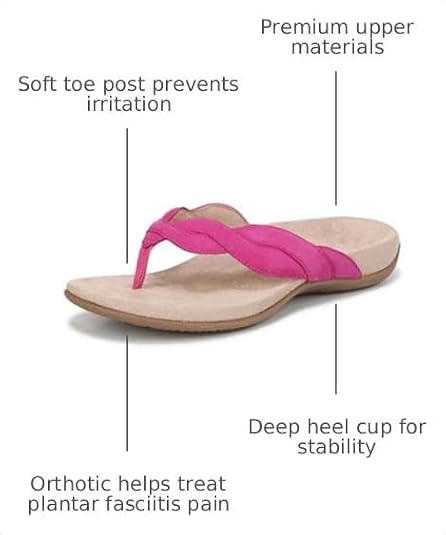 Vionic womens Bella Braid Thong Sandals