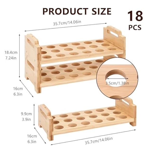 2-Tier Wooden Egg Holder - Egg Basket For Gathering Fresh Eggs, Layer Egg Tray Holder Countertop For 18 Eggs,Tier Egg Organizer For Farmhouse Kitchen Refrigerator Fits Duck, Turkey, Chicken Eggs