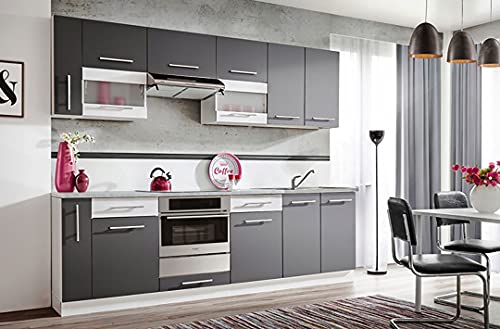  Zante 260  Cucina Lineare Completa L 2,6m  10 Pezzi + Piano di Lavoro Inclusi  Set di mobili da Cucina  Mobili da Cucina