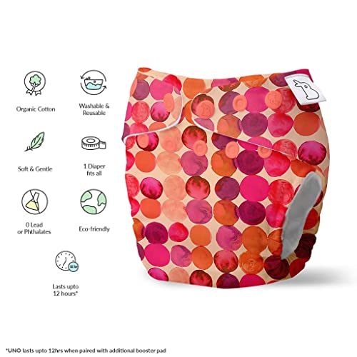 Image of SuperBottoms UNO Freesize Cloth Diaper | Cloth diaper for babies 0 to 3 years | Washable & Reusable cloth diaper | Comes with cloth diaper inserts | 1 Organic cotton Soaker (Lil Crush)