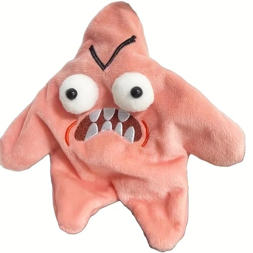 Falnatco Grumpy Starfish Plush Pendant Pink Kicking Starfish Doll Funny Backpack Charm Cute Schoolbag Keychain Ornament for Kids Teens Christmas Halloween Birthday Gifts