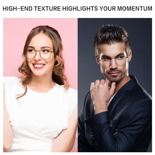 Image of Oversized Metal Reading Glasses Women Men, Large Fashion Blue Light Blocking Computer Readers