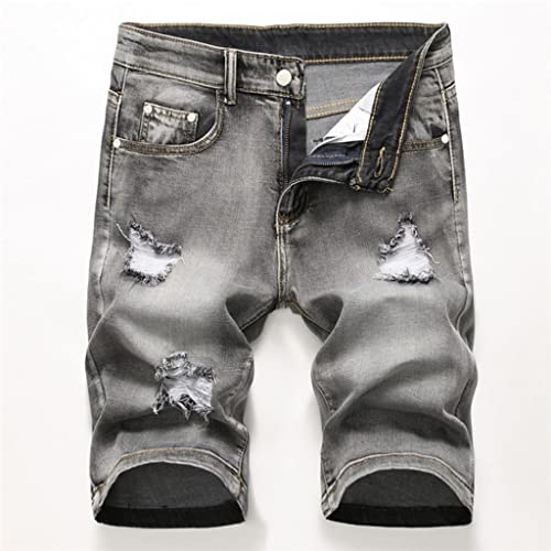 Short en jean stretch déchiré pour homme coupe bermuda denim multicolore RLKHXBS