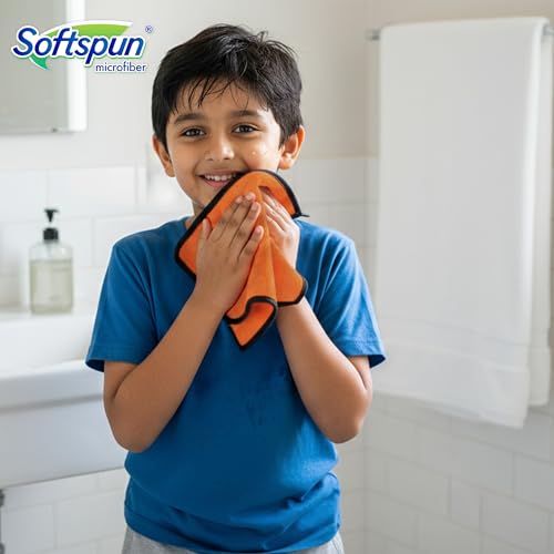 Image of SOFTSPUN Microfiber Baby Hand & Face Wipes 280 GSM 20x30 Cms 4 Piece Towel Set Brown! Super Soft & Comfortable for Newborn Baby and Kids Quick Drying Ultra Absorbent in Small Size.