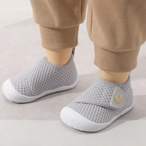 Image of FEETCITY Baby First Walking Shoes Wide Baby Shoes Infant Sneakers Newborn Crib Shoe Barefoot Lightweight Slip On Shoe