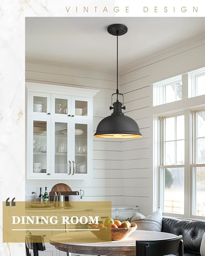Image of 2-Pack Black Pendant Lights for Kitchen Island, 11.5 inch Metal Shade