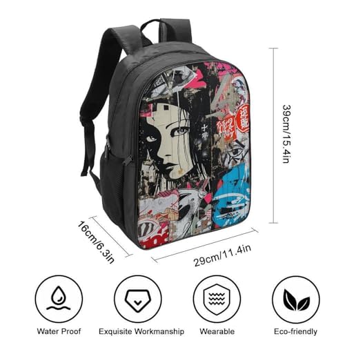 Mochila escolar de grafiti japonés con gran capacidad de 40cm para niños 2