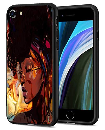 iPhone SE Case 2020,iPhone 8 Case,iPhone 7 Case,Liquid Soft Silicone Shock Absorber Bumper Cover for iPhone SE 2nd Generation,iPhone 8,iPhone 7, Abstract Art African American Women