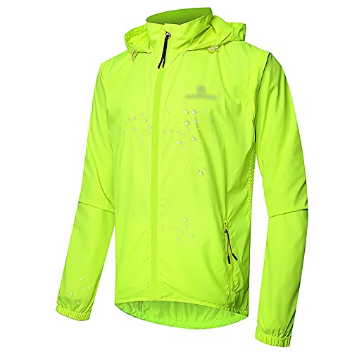 AAADRESSES Herren Radjacke Windbreaker, Jacke mit abnehmbaren Ärmeln, wasserdichte Jacke für Outdoor-Sportarten, zum Radfahren und Laufen,Grün,XXXXL Cover