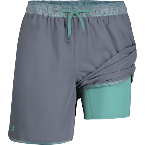 Image of Under Armour Mens Compression Lined Volley Swim Trunks, UPF 50+ Sun Protection, Drawstring Closure & Elastic Waistband