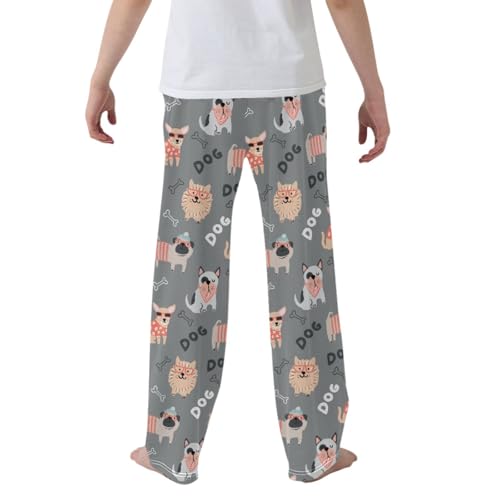 CaTaKu Boys Cute Dog Bones Pants for Boys Girls Wide Leg Sweatpants Kids Long Bottoms with Pockets Size 6-14Y2