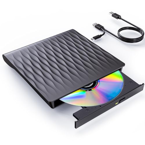 DANGZW Externes DVD CD Laufwerk, USB 3.0 Typ-C Slim Tragbares CD DVD +/- RW ROM Laufwerk Extern USB, DVD Brenner, Player, und Writer f&uuml;r Laptop PC, Windows 11/10/8/7/XP/Vista, Linux und MacOS