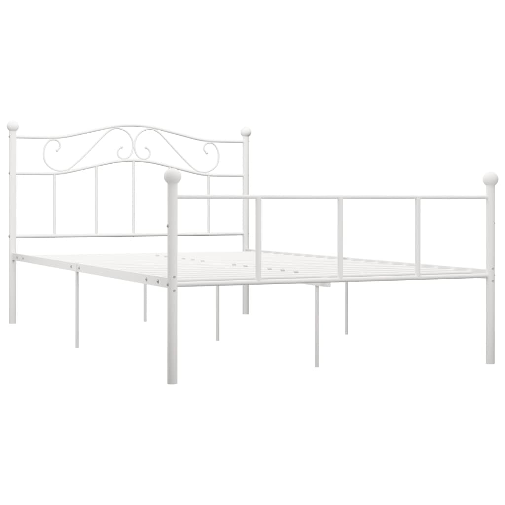 vidaXL Bettgestell Bett Metallbett Schlafzimmerbett Doppelbett Bettrahmen Schlafzimmermöbel Ehebett Lattenrost Weiß Metall 140x200cm