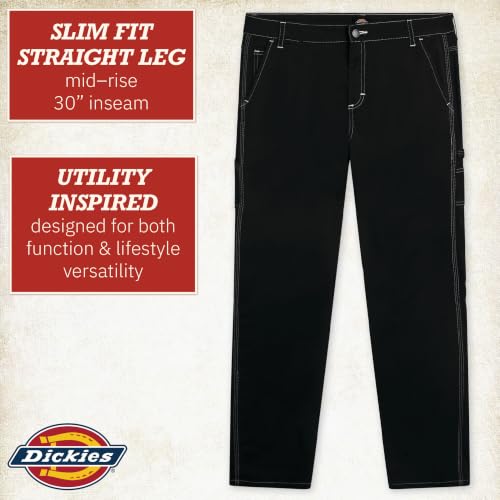 Image of Dickies Womens Casual Slim Fit Carpenter Pant-Non Stretch-Runs Small | Non-Stretch Utility Fabric with Functional Pockets, Runs Small So Size Up, Casual Styling That Pairs with Tees