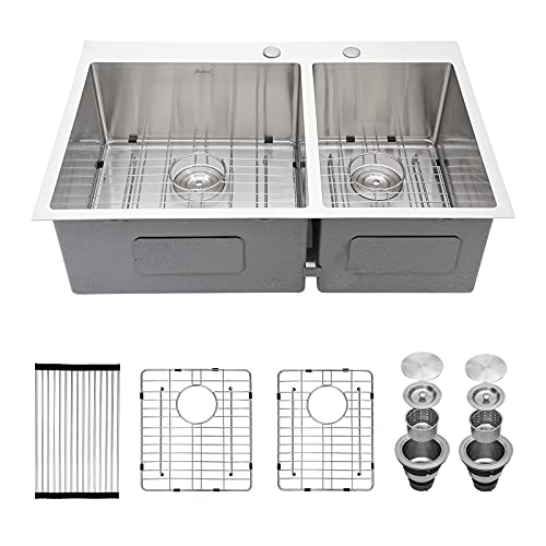 33 Inch Drop In Kitchen Sink Beslend Topmount Stainless Steel 16 Gauge Double Bowl Sink 6040 33x22x10 Kitchen Sink Basin