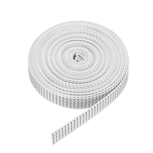 QUARKZMAN Correa para Persianas Enrollables, Cuerda de Reemplazo Fabricado en Polipropileno, Kits de Enrollador Atornillable de Correa Empotrado, Puertas, Ventanas, (6m x 16mm) Negro/Blanco