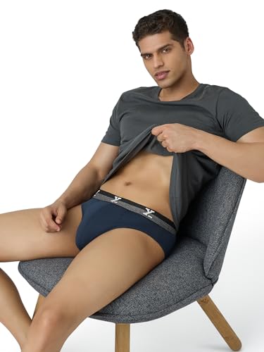 Image of XYXX Men's Aero 100% Super Combed Cotton Regular Fit Solid Anti Bacterial Briefs with No Marks Waistband (Pack of 3)