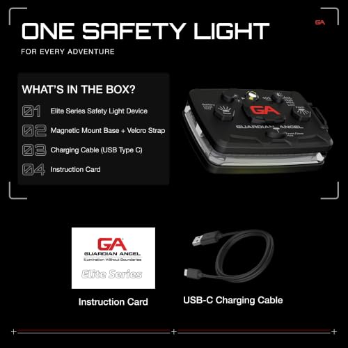 Image of Guardian Angel Elite Safety Light IR - Red /Blue /White Front & Red /Blue Rear | Beacon Device. Infrared-hybrid mode, rechargeable, magnetic, hands-free. For Law Enforcement, First Responders, Fire & More.