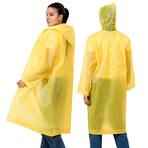 Image of FabNext� Unisex EVA Waterproof Transparent Rain Coat Hooded Outdoor Water Resistant Reusable Portable Raincoat Suit for Men & Women EVA Rain Coat (Free Size)
